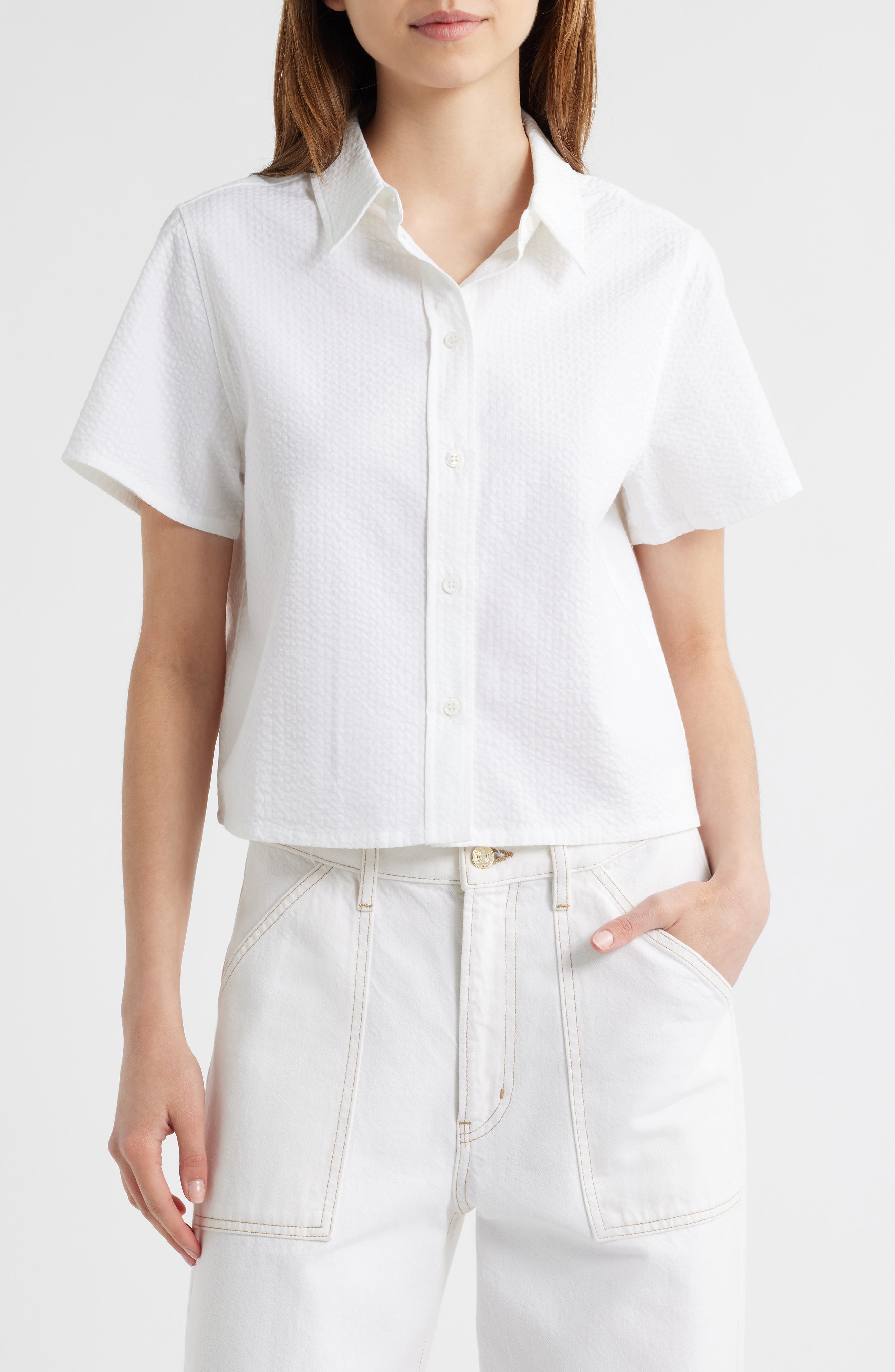 FRAME Cotton Seersucker Camp Shirt