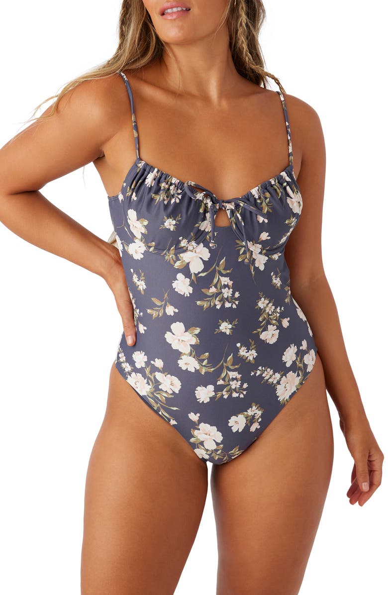 O'Neill Kendra Floral Kailua Underwire One-Piece Swimsuit, Main, color, 