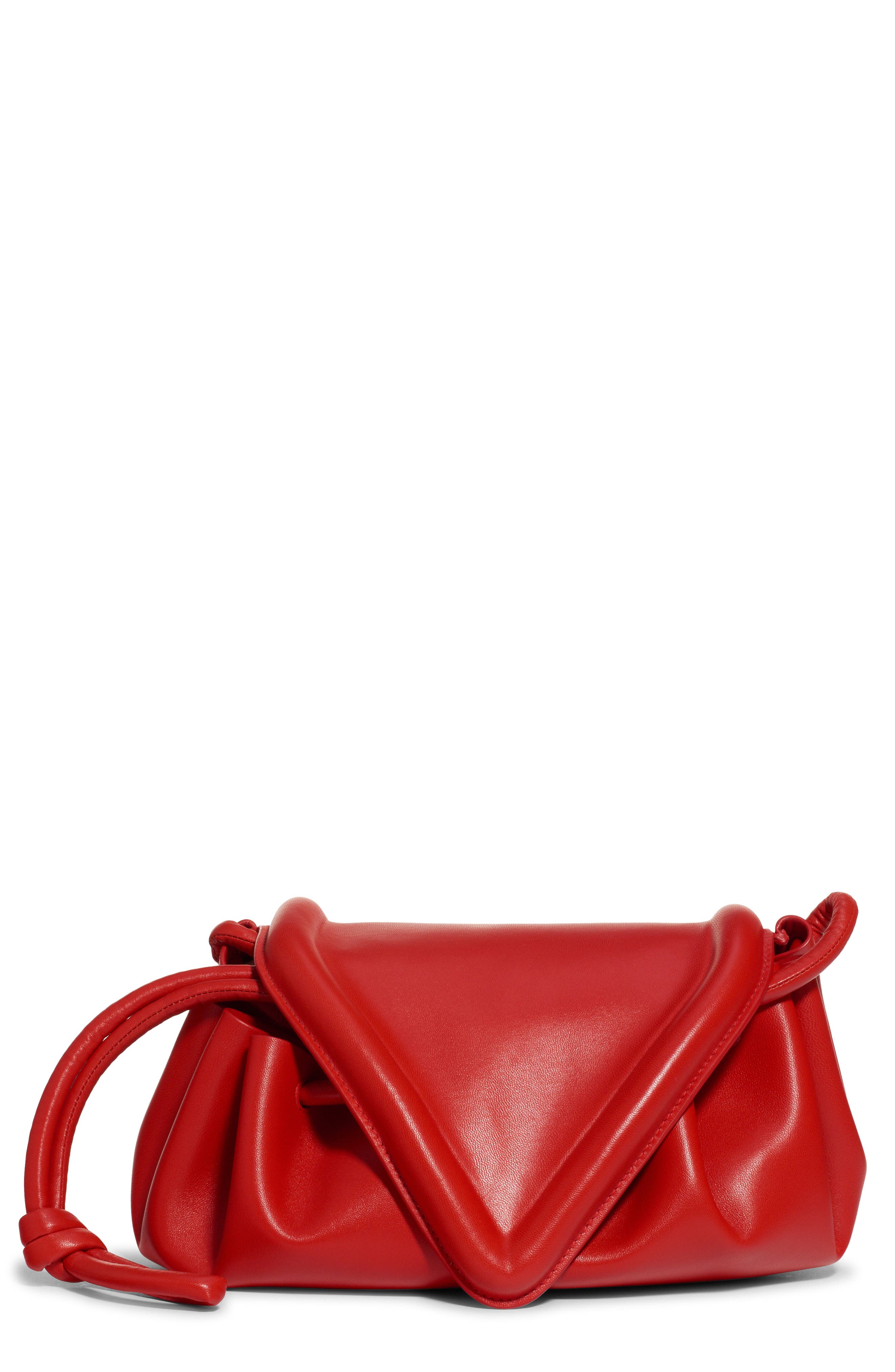 Medium Beak Triangle Flap Leather Shoulder Bag, Main, color, NAIL POLISH-SILVER