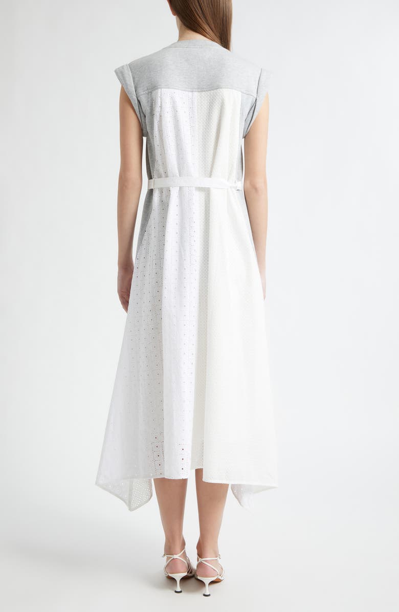 3.1 Phillip Lim Mixed Media Midi Dress, Alternate, color, Light Grey Melange-White