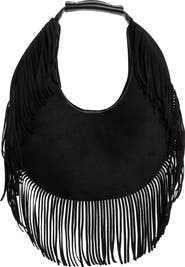 URBAN EXPRESSIONS HANDBAGS Fringe Faux Suede Hobo Bag