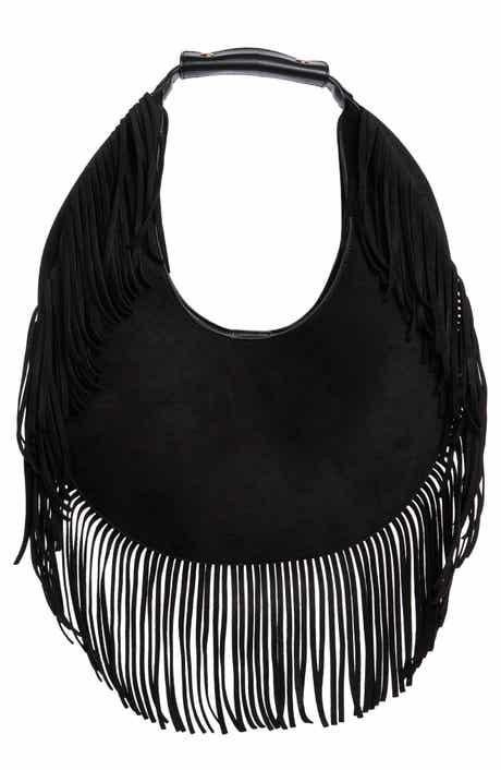 URBAN EXPRESSIONS HANDBAGS Fringe Faux Suede Hobo Bag