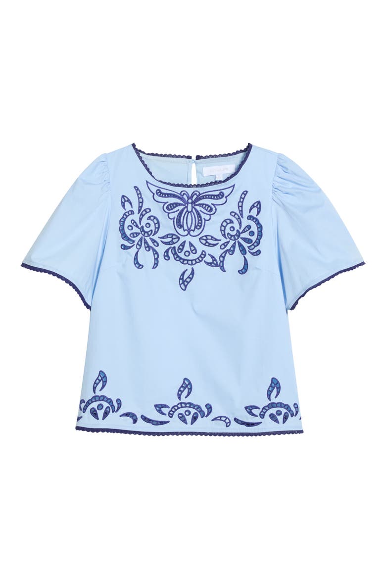 Jocie Embroidered Puff Sleeve Top, Alternate, color, LIGHT-BLUE