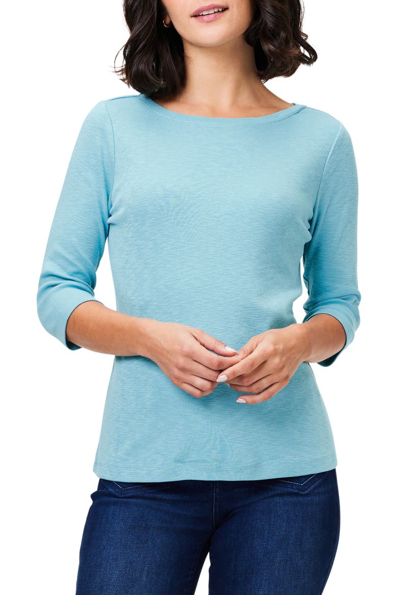 Boat Neck Cotton T-Shirt, Main, color, RIVER