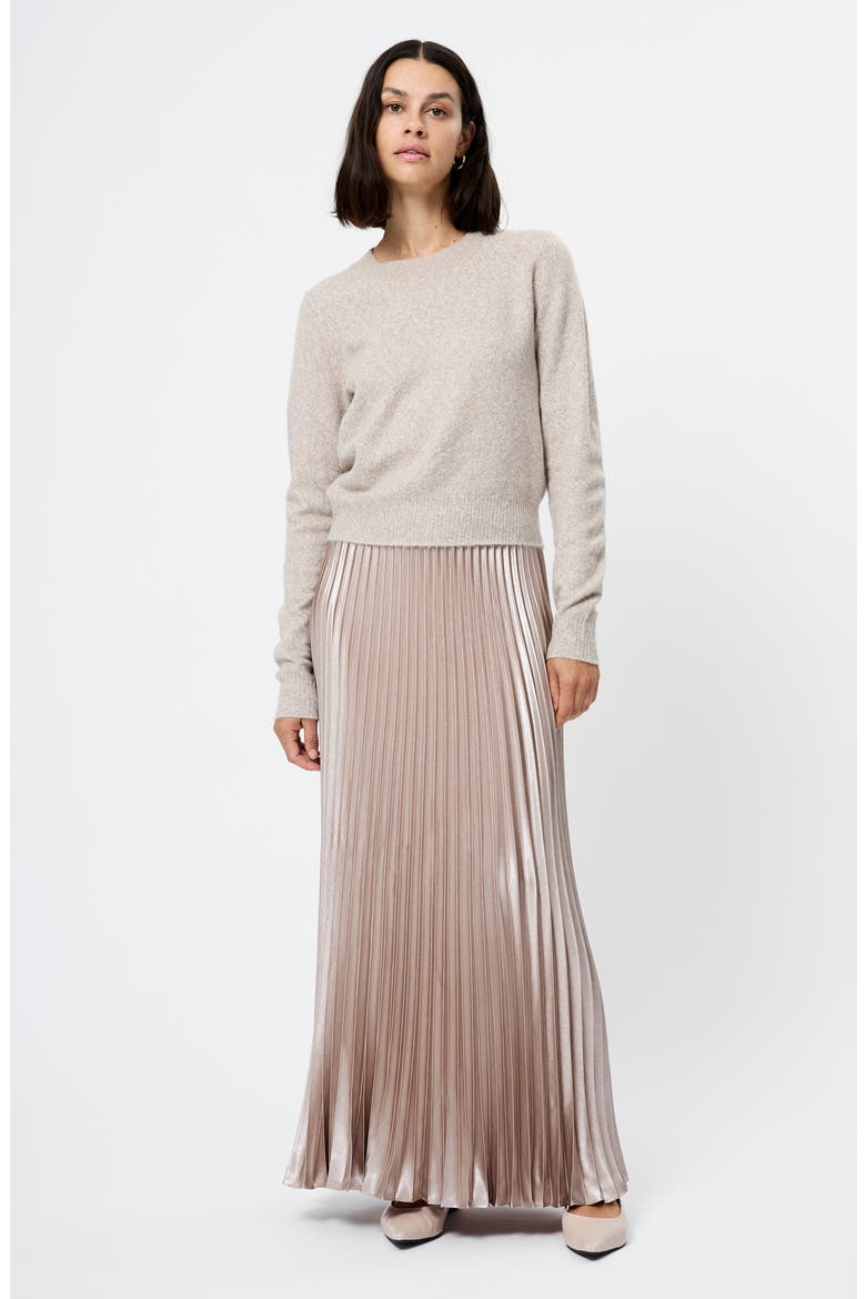 Marielle Pleated Metallic Satin Maxi Skirt, Alternate, color, CHAMPAGNE MIST