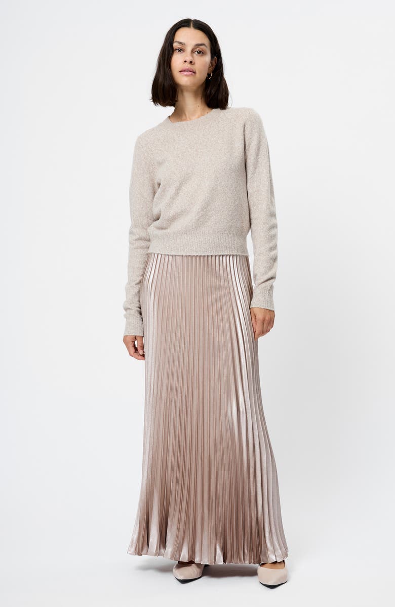 French Connection Marielle Pleated Metallic Satin Maxi Skirt, Alternate, color, Champagne Mist