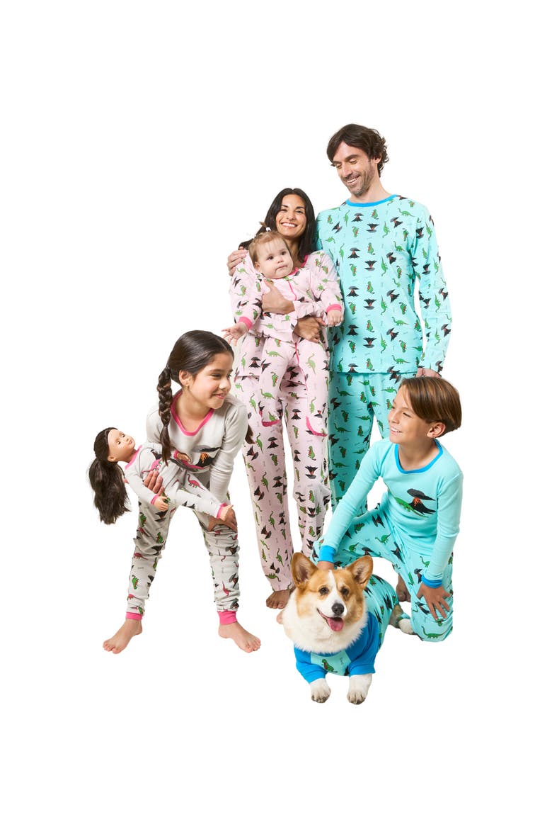 Kids Footed Printed Cotton Matching Family Pajamas, Animal Kingdom Prints, Alternate, color, MULTI
