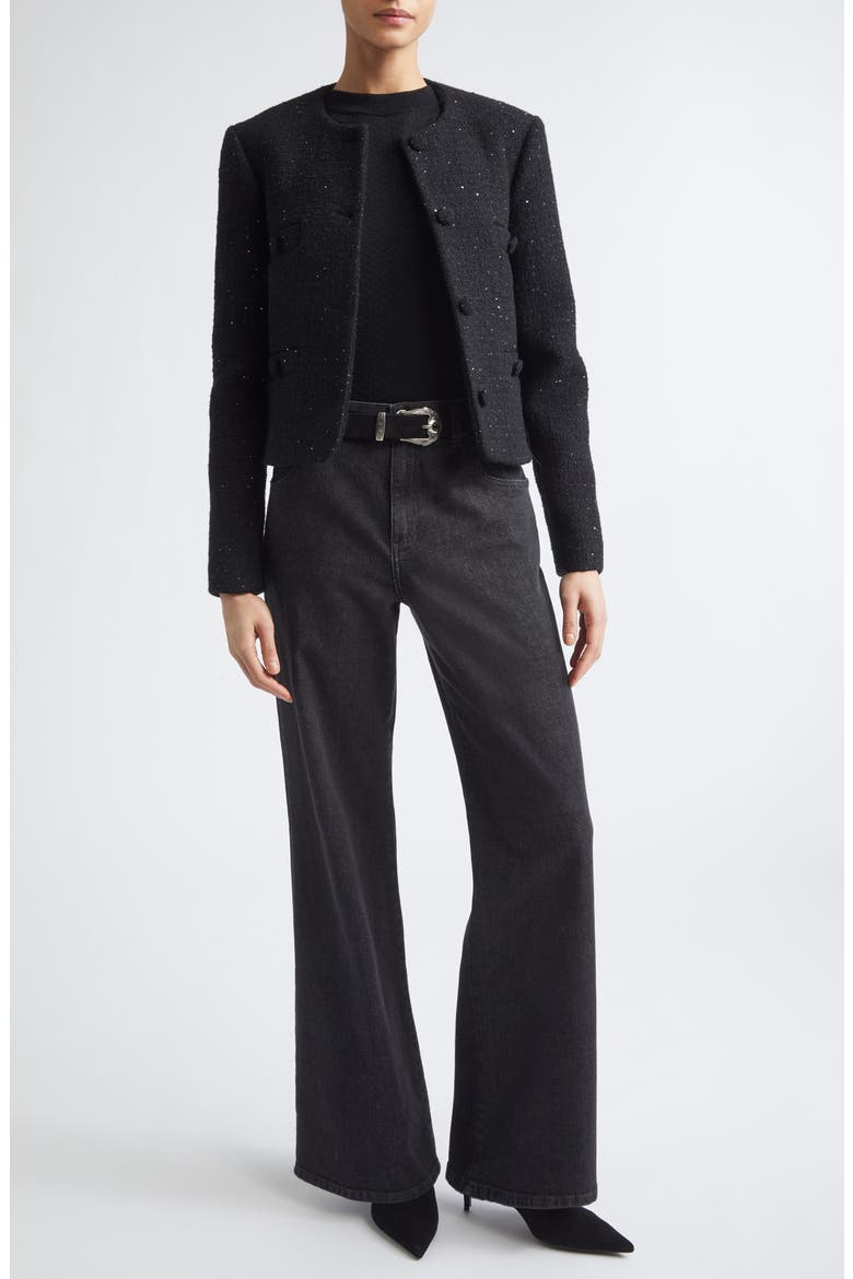Collarless Wool Blend Jacket, Alternate, color, 22 BLACK