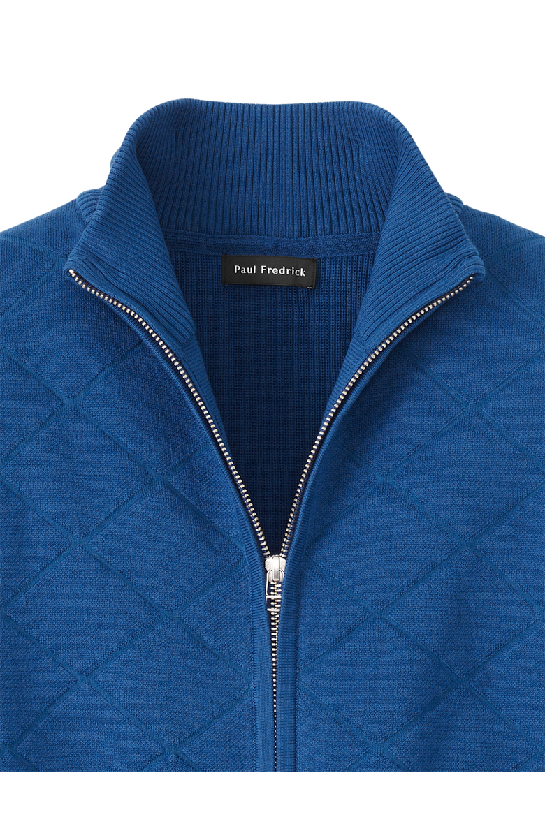 Cotton Full Zip Mock Neck Sweater Jacket, Alternate, color, Navy