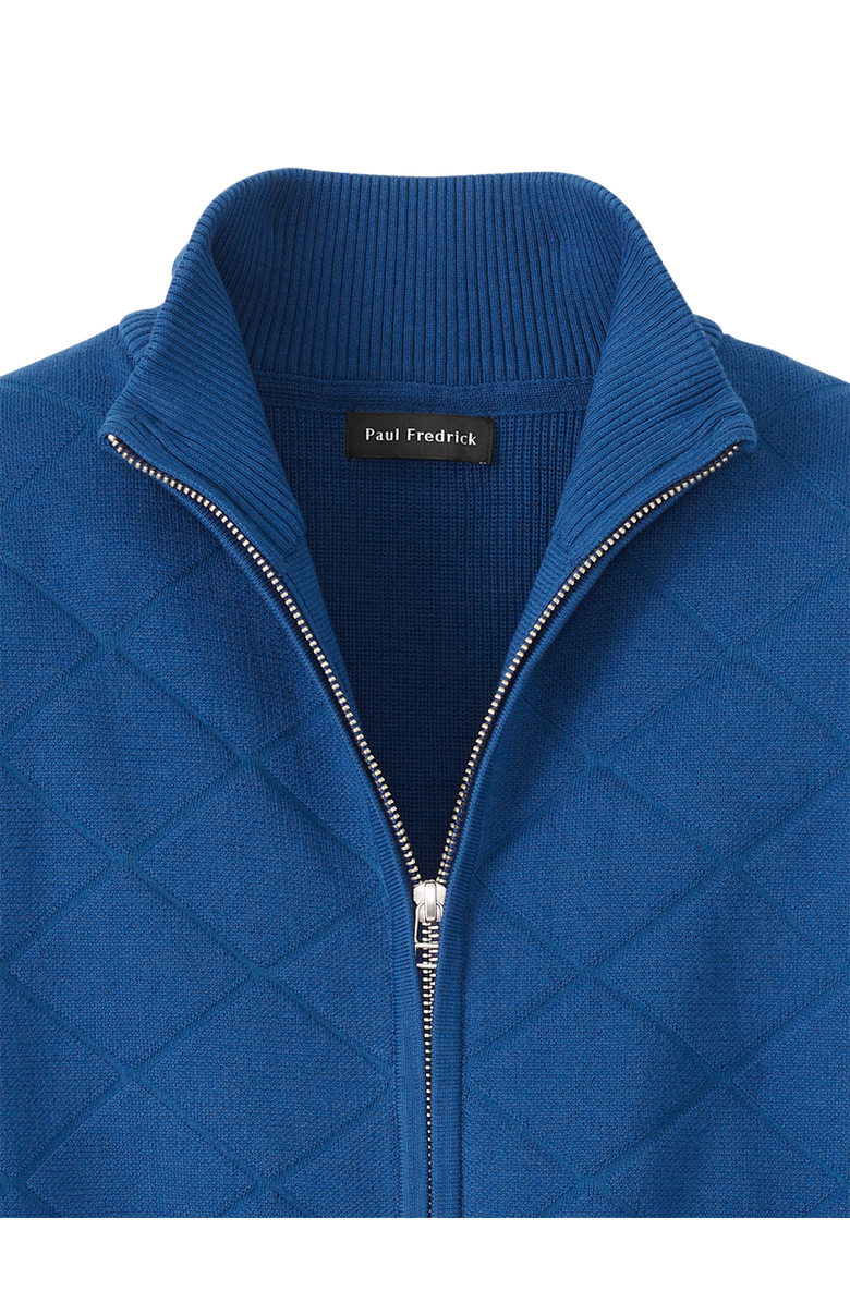 Paul Fredrick Cotton Full Zip Mock Neck Sweater Jacket, Alternate, color, Navy