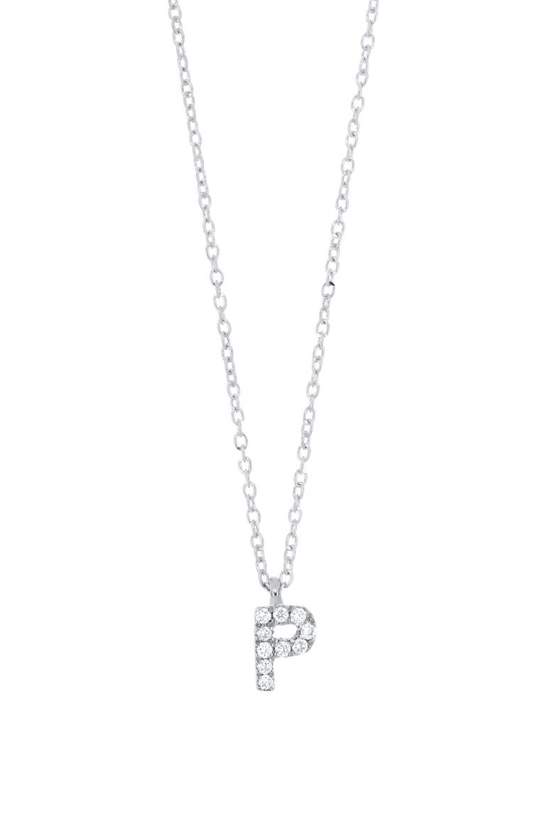 Icon Diamond Initial Pendant Necklace, Main, color, 18K WHITE GOLD - P
