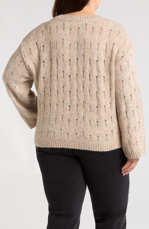 Wit & Wisdom Open Stitch Sweater In Heather Mocha