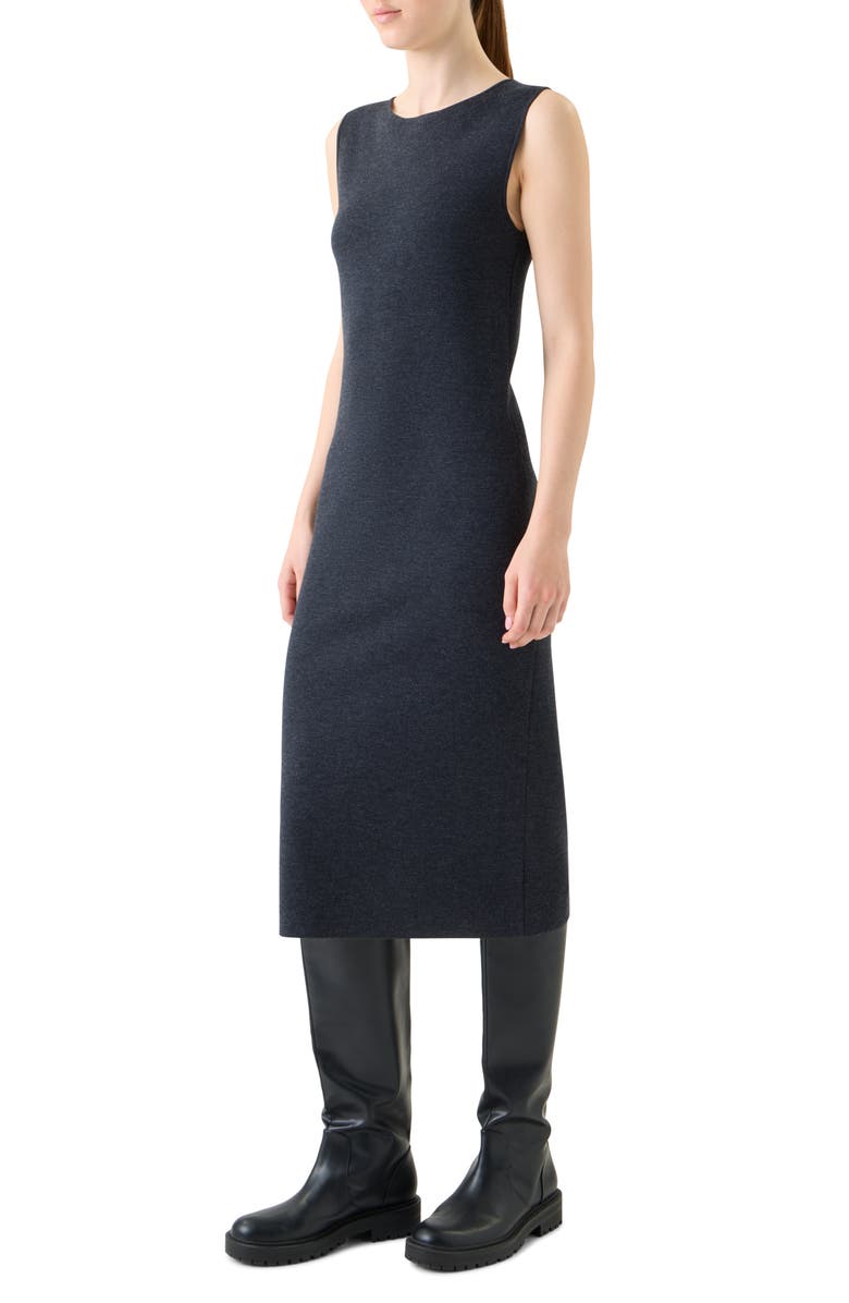 Akris punto Sleeveless Stretch Virgin Wool Tube Dress, Alternate, color, Charcoal