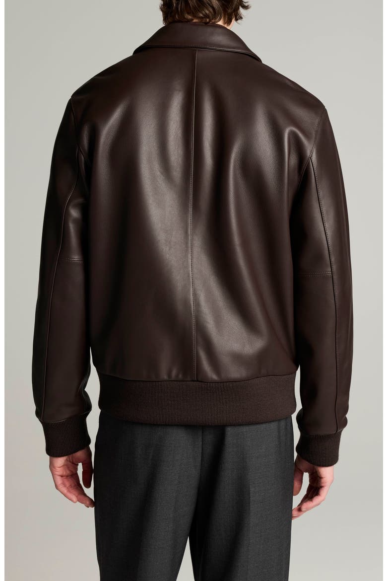 Aviator Leather Bomber Jacket, Alternate, color, DARK BROWN