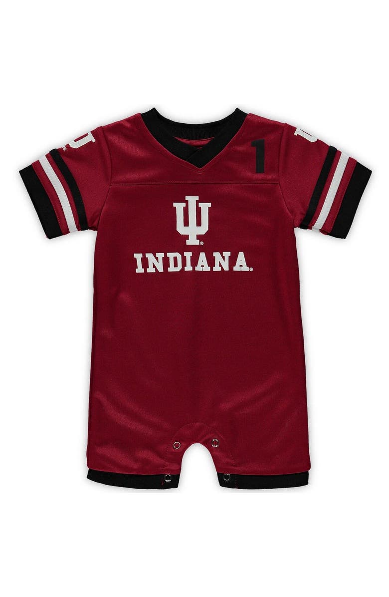 COLOSSEUM Newborn & Infant Colosseum Crimson Indiana Hoosiers Bumpo Football Logo Romper, Main, color, Crimson