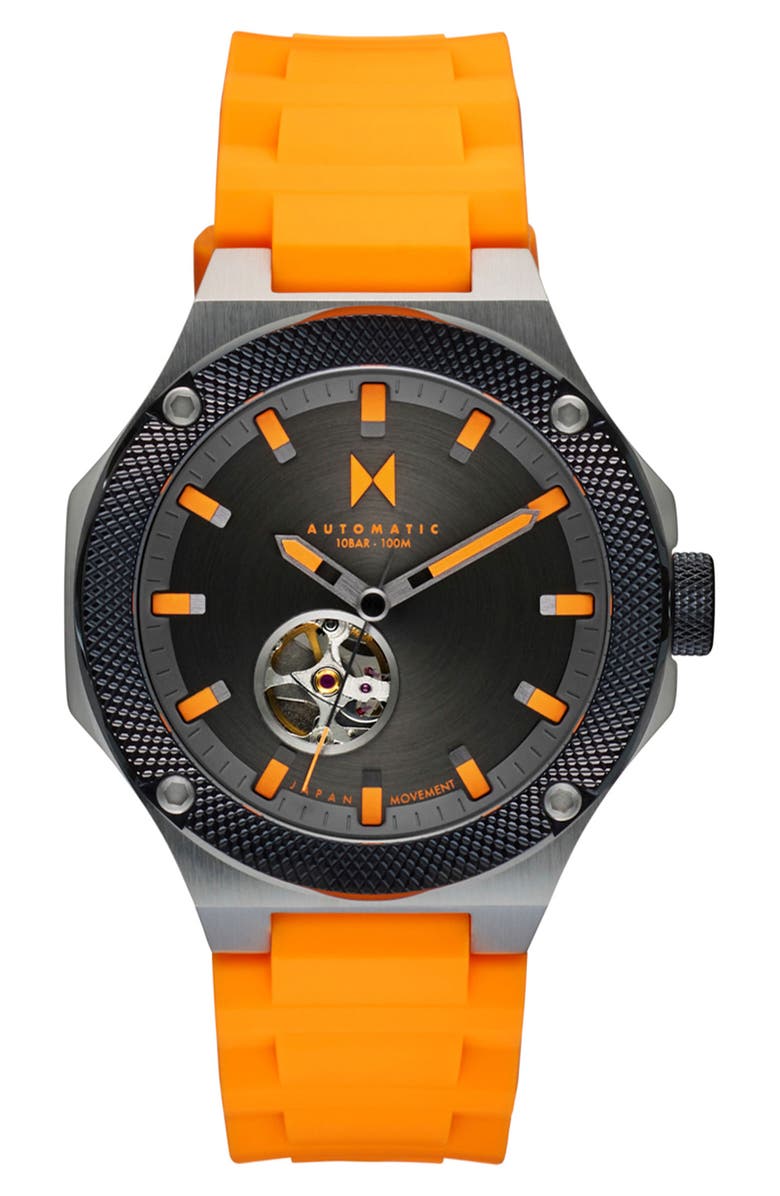 MVMT Raptor Automatic Silicone Strap Watch, 46.5mm, Main, color, 