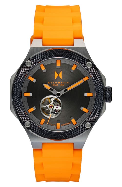 MVMT Raptor Automatic Silicone Strap Watch, 46.5mm in Orange at Nordstrom