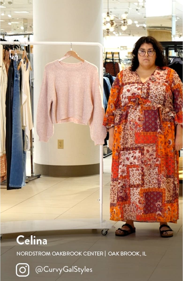 Mixed Stitch Balloon Sleeve Crop Sweater, sales video thumbnail