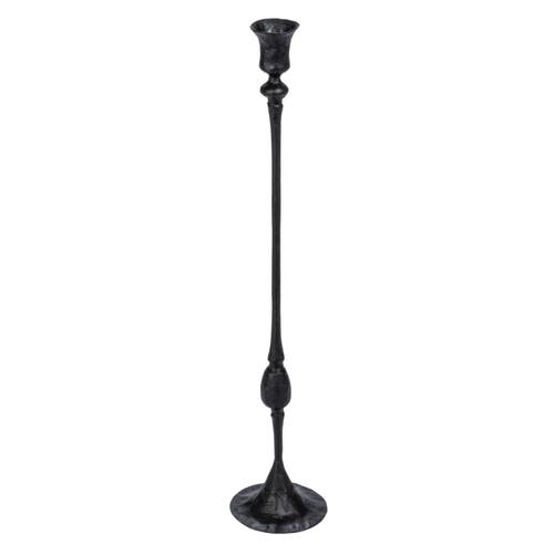 Storied Home Tall Decorative Hand-forged Metal Taper Holder, Black
