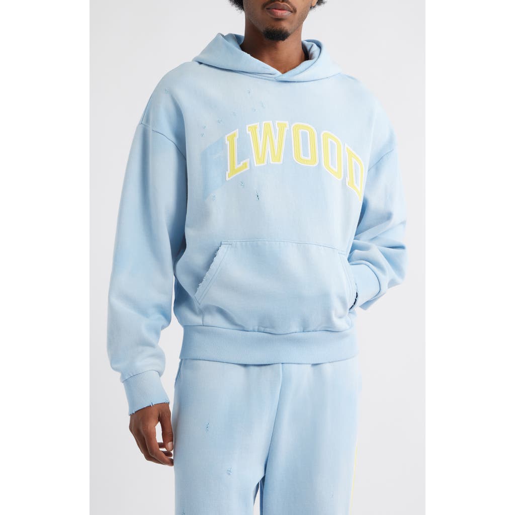 Elwood Fireside Distressed Logo Hoodie In Blue