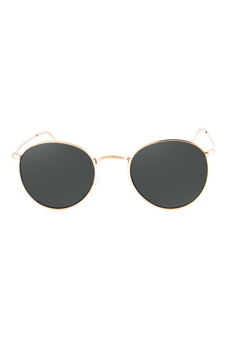 Roe 50mm Polarized Round Sunglasses, Main, color, BLACK