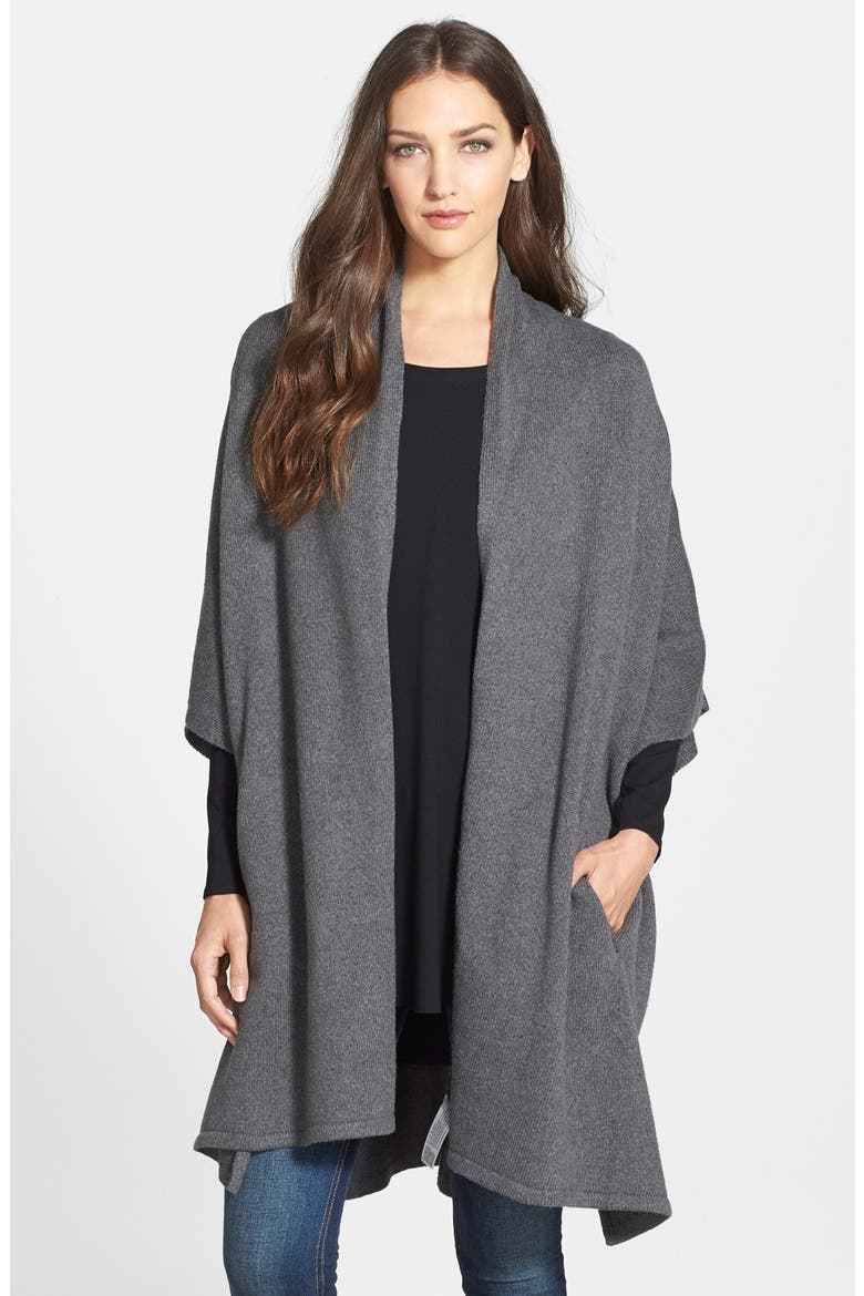 Kimono Sleeve Knit Cape, Main, color, ASH