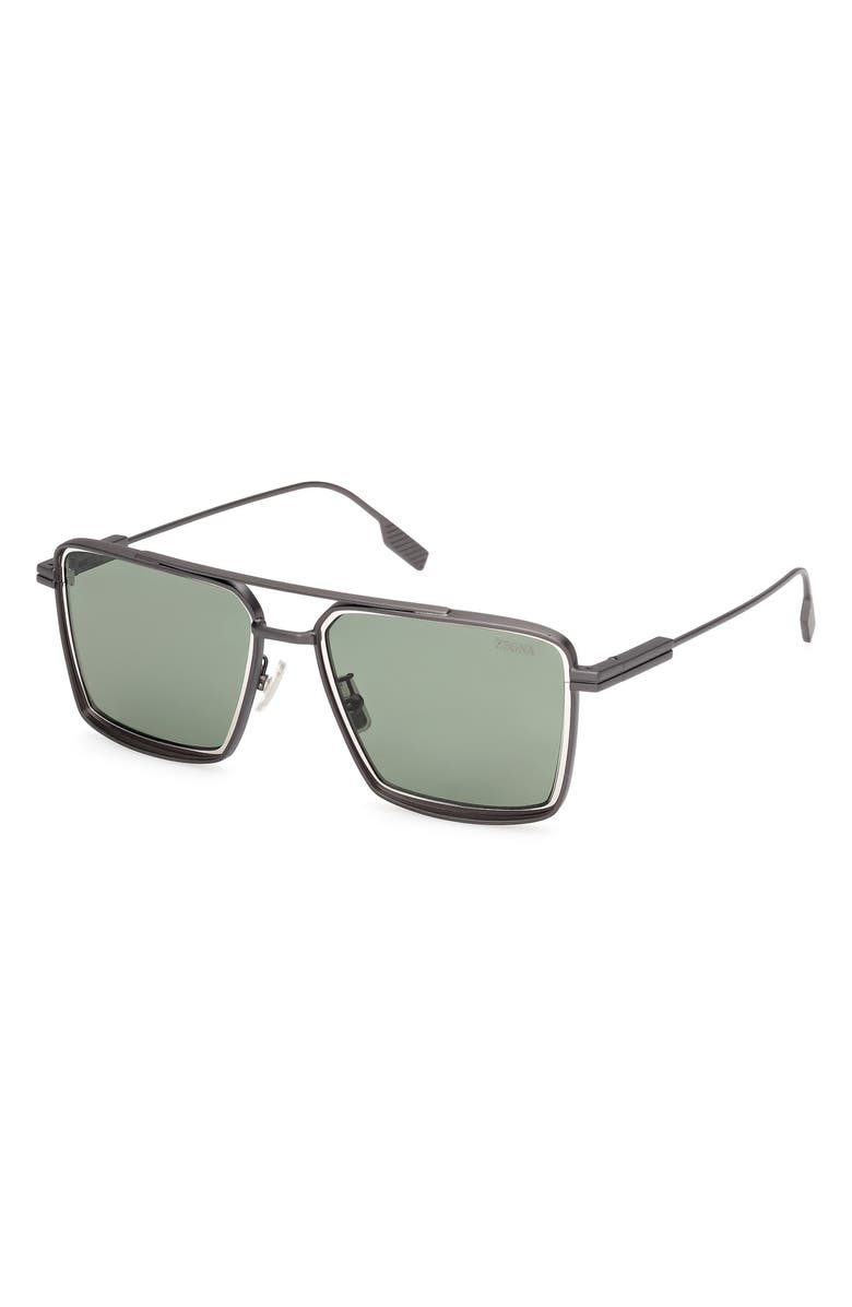 ZEGNA 56mm Navigator Polarized Sunglasses, Alternate, color,