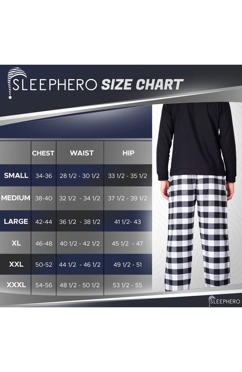 SLEEPHERO Long Sleeve Crewneck Flannel Pajama Set, Alternate, color, White And Black Buffalo Check