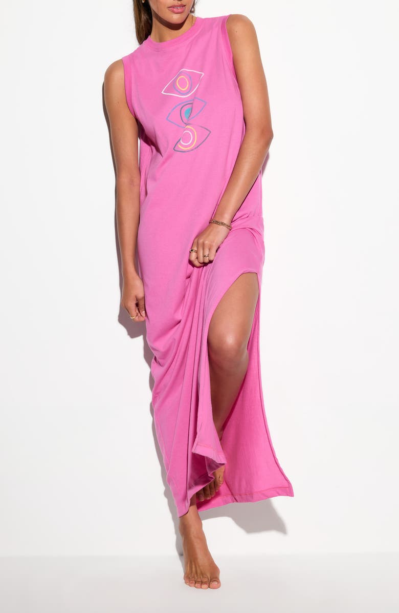 Spiritual Gangster Mesmereyes Mullholland Cotton Maxi Dress, Alternate, color, Azalea
