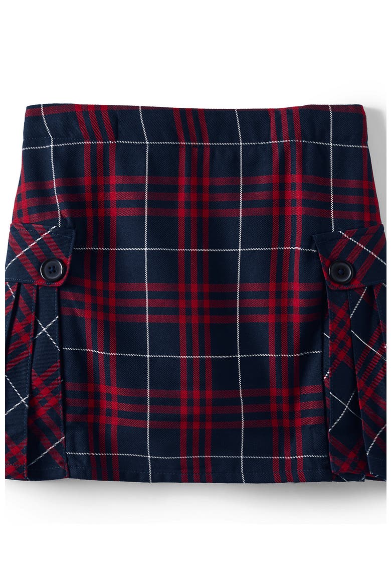 Girls Plus Side Pleat Plaid Skort Above the Knee, Alternate, color, Classic Navy Large Plaid
