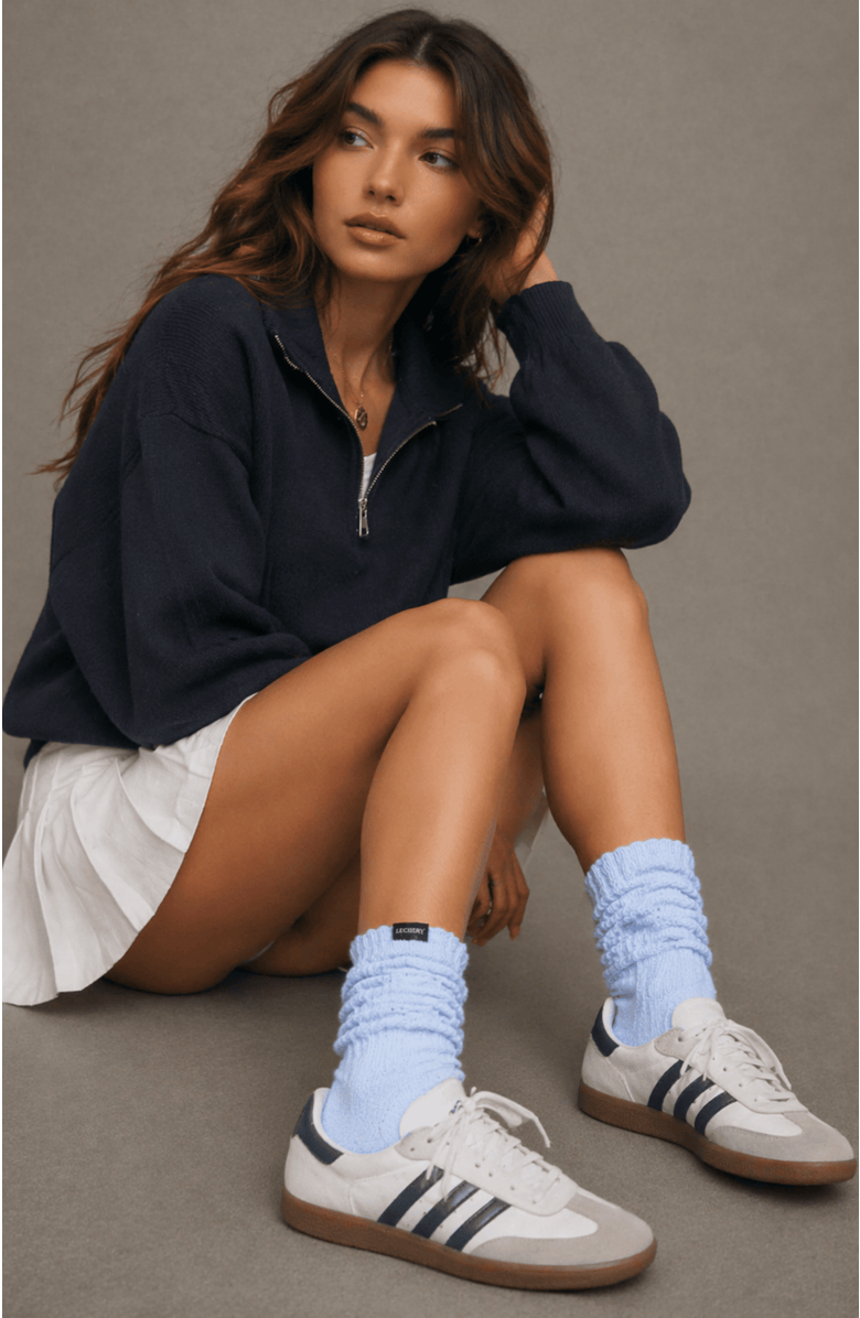 LECHERY<sup>®</sup> Gender Inclusive Scrunch Crew Socks, Alternate, color, Powder Blue