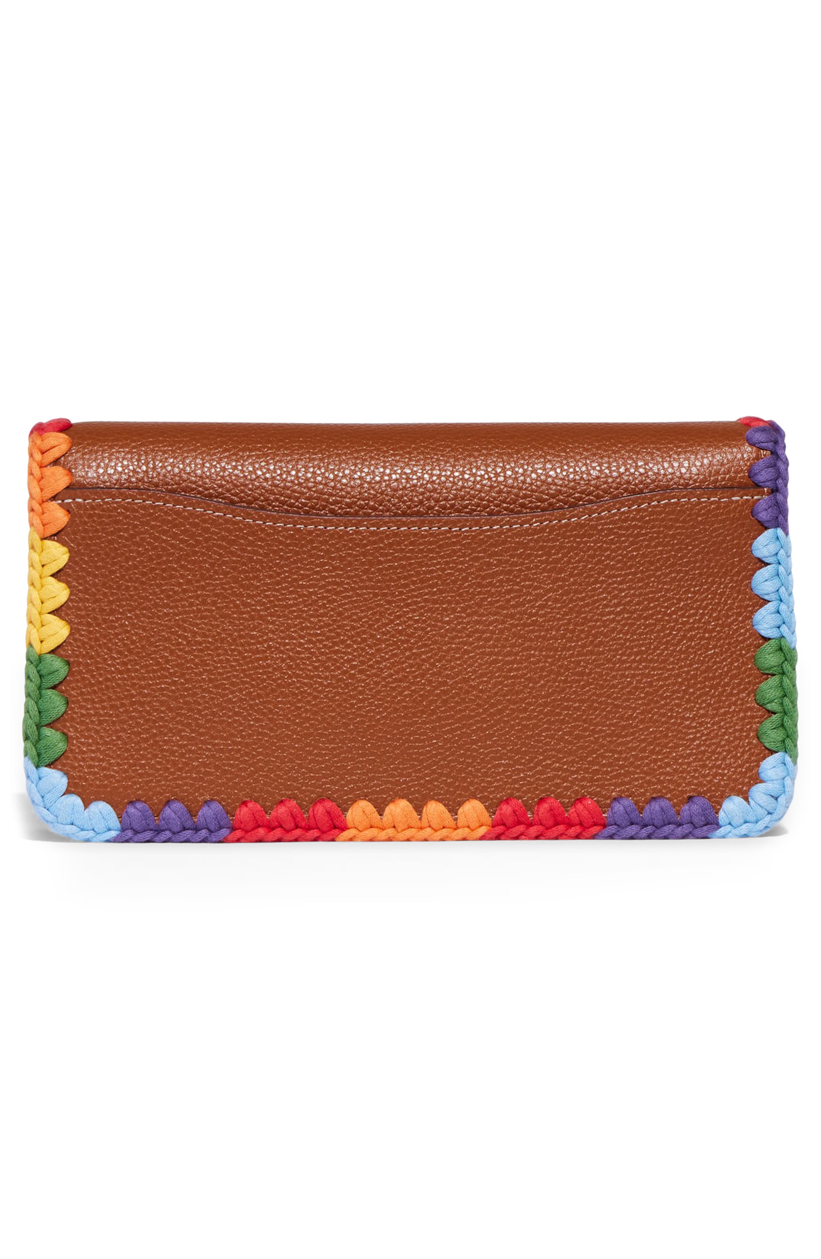 COACH Pride Embroidered Trim Tabby Leather Clutch, Alternate, color, 