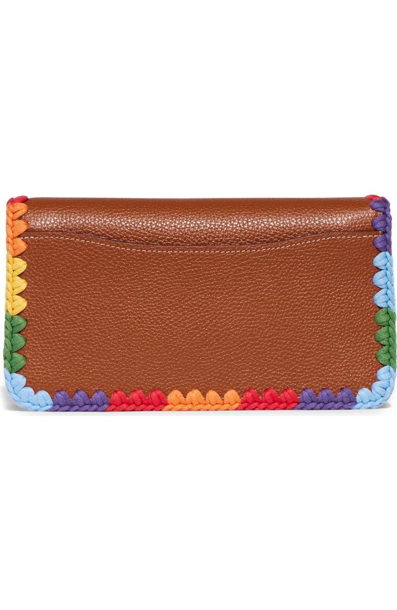 COACH Pride Embroidered Trim Tabby Leather Clutch, Alternate, color,