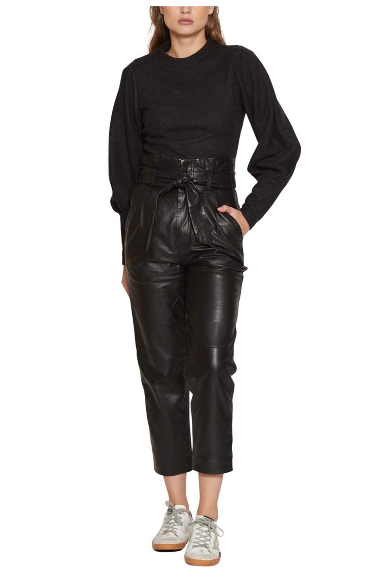 Walter Baker Maggie Leather Crop Paperbag Pants, Main, color, Black