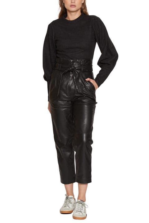 Maggie Leather Crop Paperbag Pants