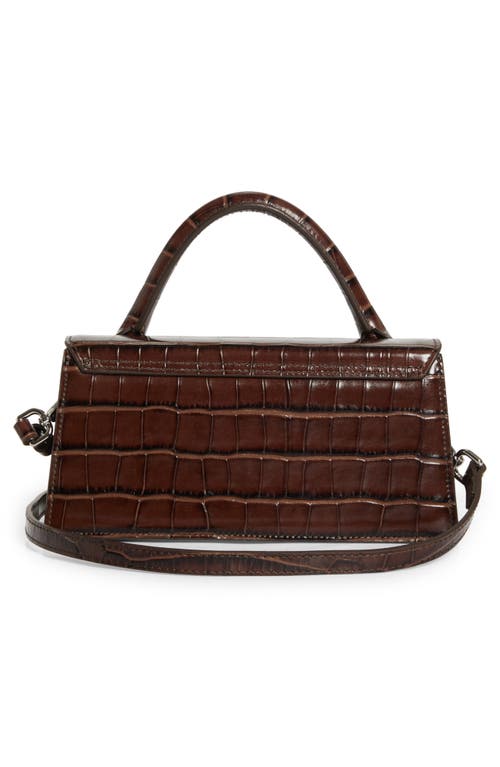 Jacquemus Le Chiquito Long Croc Embossed Leather Top Handle Bag In Dark Brown