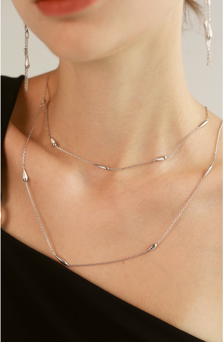 RETRO CHIC Teardrops Necklace, Alternate, color, Silver