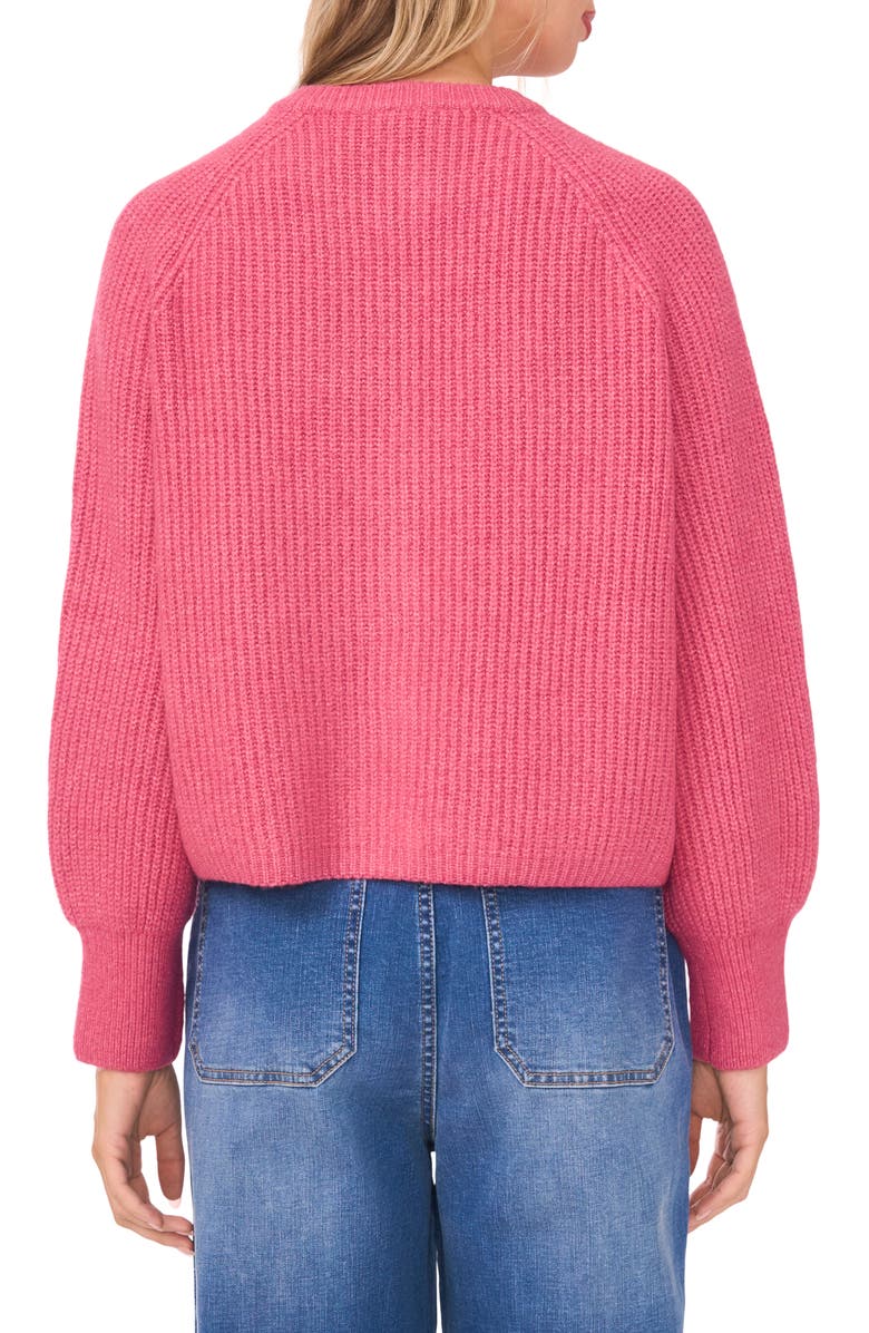 Vince Camuto Saddle Raglan Sleeve Rib Cardigan, Alternate, color, Rose Rococo