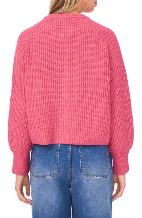 Vince Camuto Saddle Raglan Sleeve Rib Cardigan In Pink