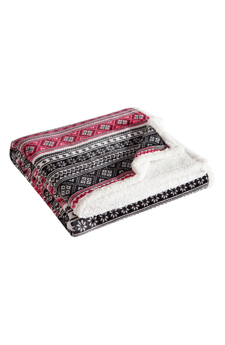 Eddie Bauer Classic Fair Isle Faux Shearling Throw Blanket, Main, color, 