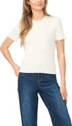 Halogen® Ribbed Scallop Trim Sweater