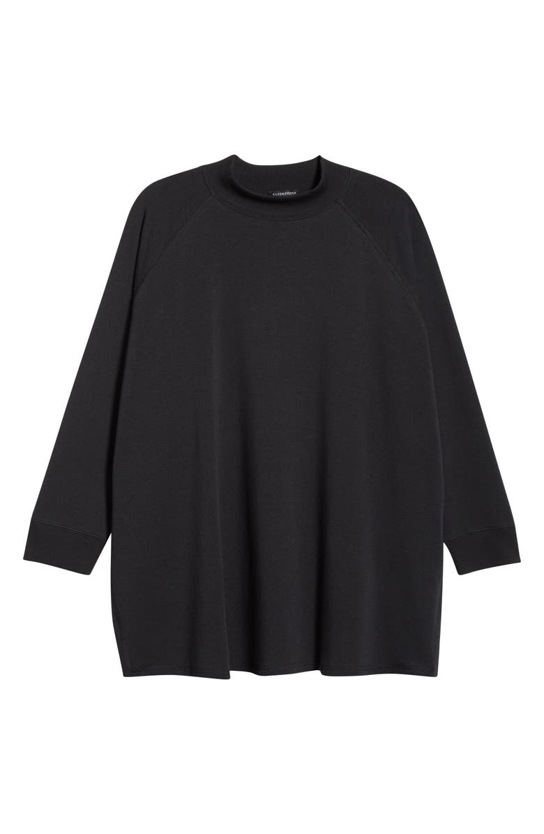 Eileen Fisher Mock Neck Terry Tunic Top, Alternate, color, Black