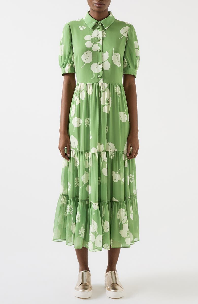 green emerald velvet dress Womens LK Bennett Green Perdy Crepe Sheer Sleeve Dress