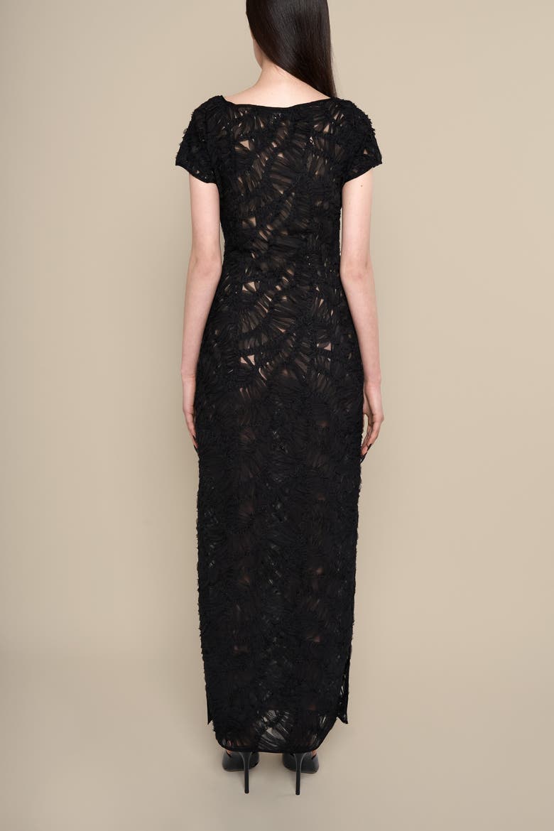Fleur Sheer Italian Lace Maxi Dress, Alternate, color, Black