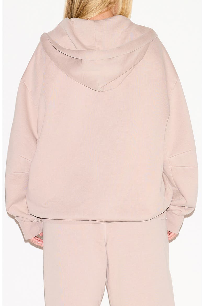 Boxy Zip-Up Fleece Hoodie, Alternate, color, LIGHT FAWN