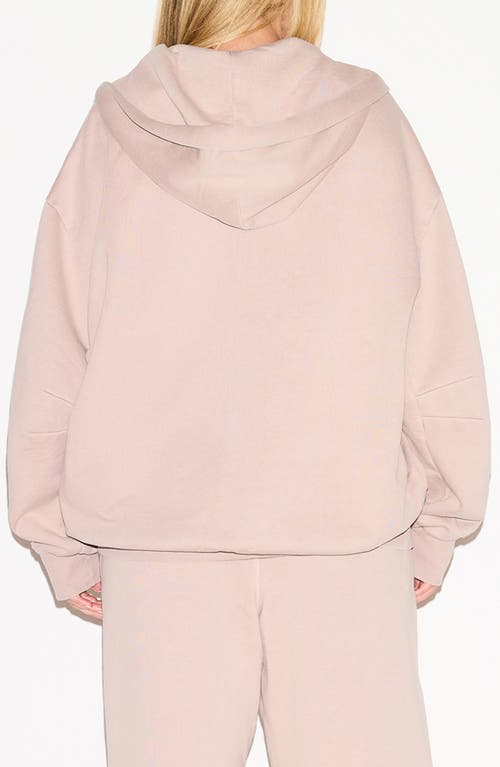 Skims Boxy Zip-up Fleece Hoodie In Brown