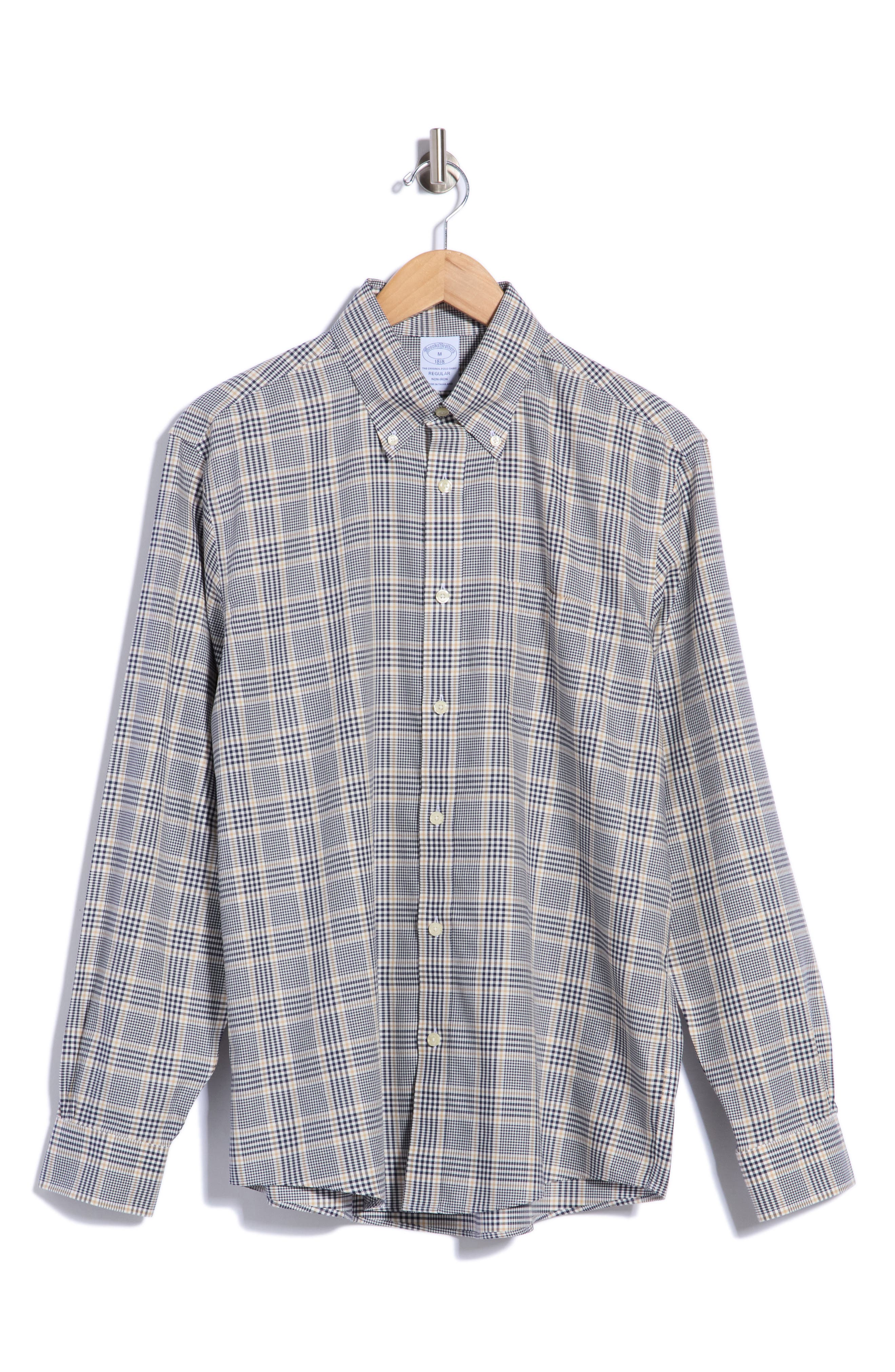 Regular Fit Glen Plaid Twill Button Down Shirt
