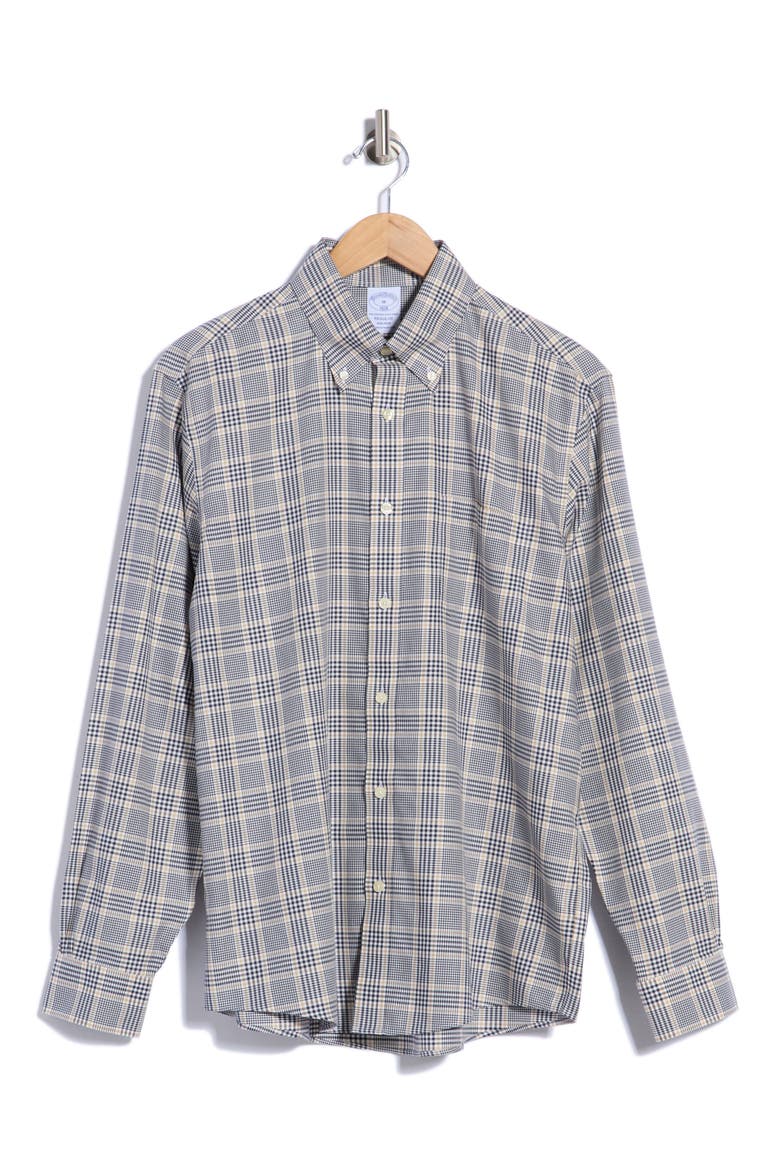 Regular Fit Glen Plaid Twill Button Down Shirt, Main, color, NAVYINCENSEGLEN