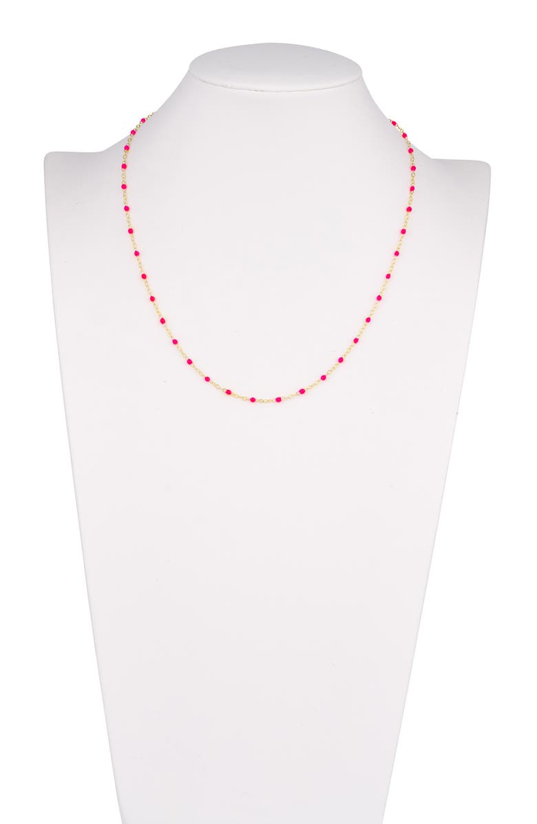 HAWLEY ST 14K Gold Hot Pink Enamel Station Necklace, Alternate, color, 