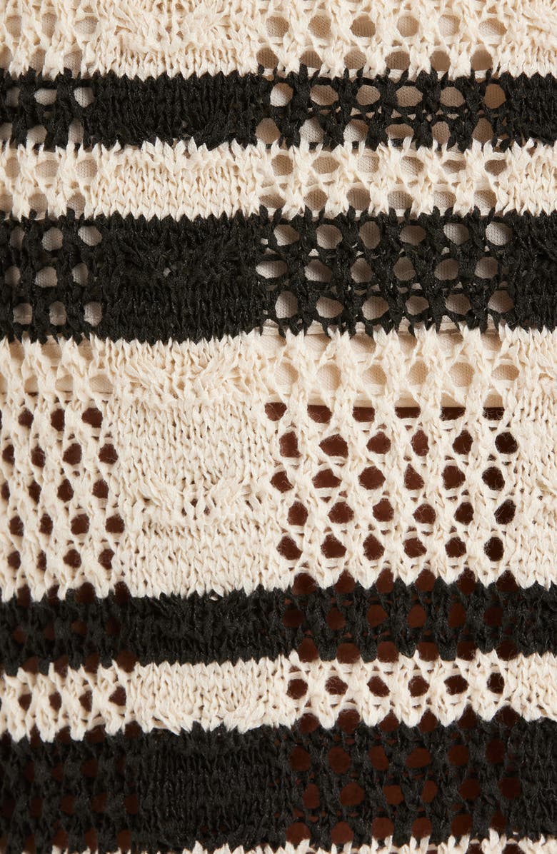 Elan Stripe Cotton Blend Midi Cover-Up Dress, Alternate, color, Natural Black Stripe